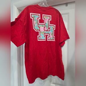 Houston Cougars Red Short Sleeve Tee with Design.